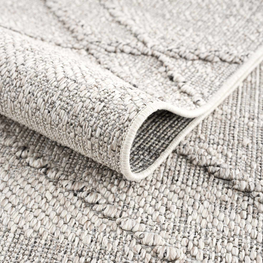 Modern Geometrical Ivory and Gray Outdoor Safe Area Rug - The Rug Decor