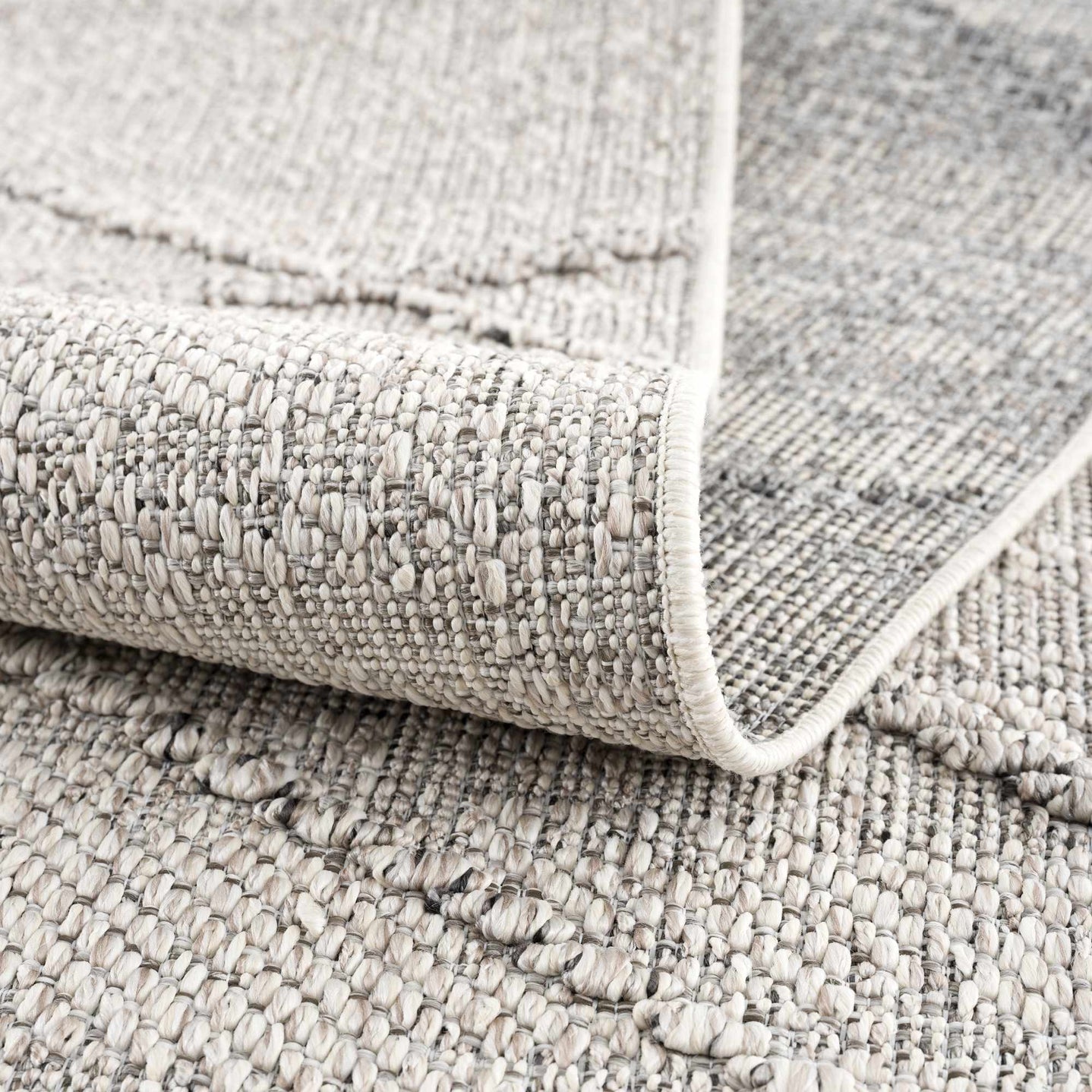 Modern Geometrical Ivory and Gray Outdoor Safe Area Rug - The Rug Decor