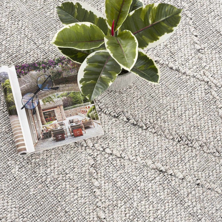 Modern Geometrical Ivory and Gray Outdoor Safe Area Rug - The Rug Decor
