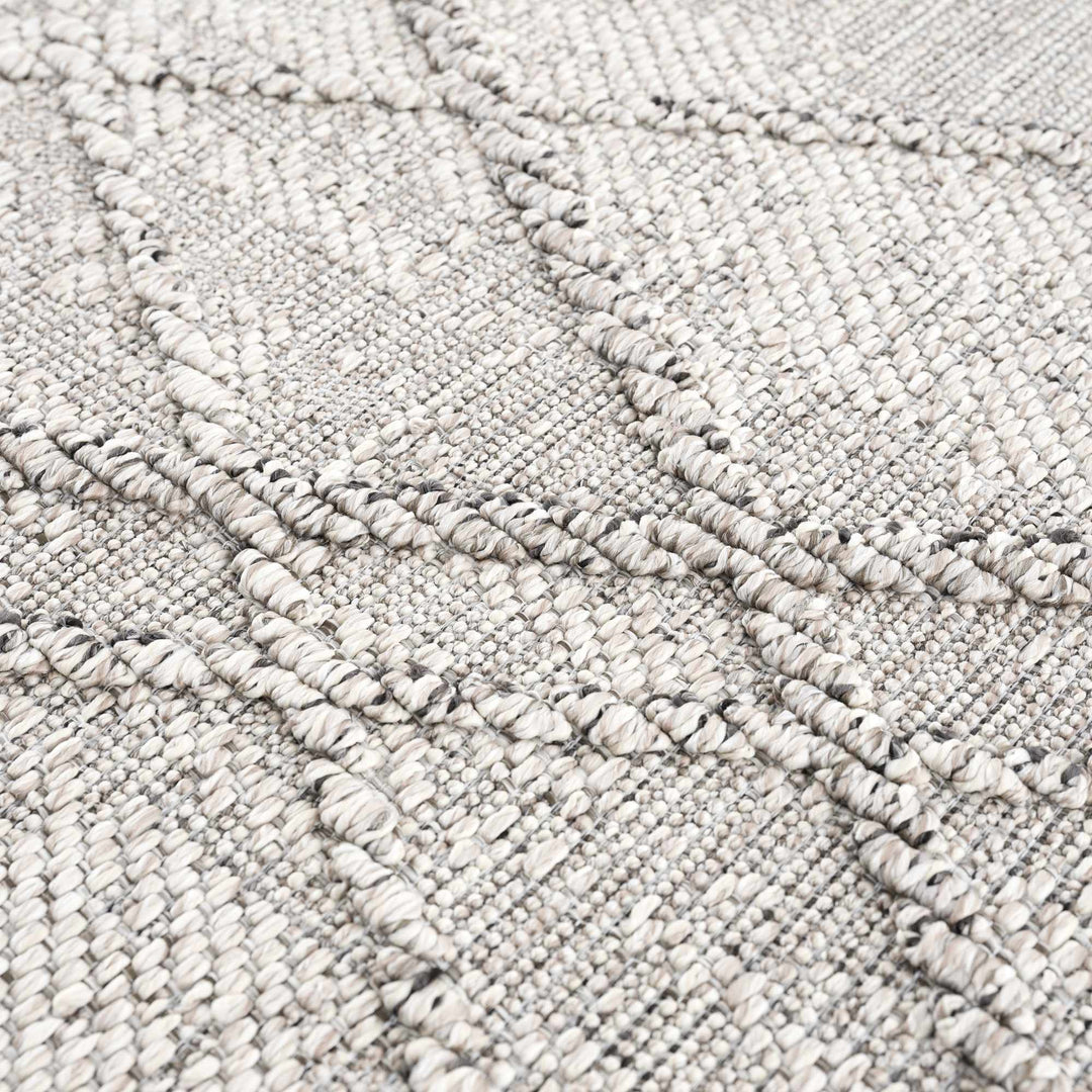 Modern Geometrical Ivory and Gray Outdoor Safe Area Rug - The Rug Decor