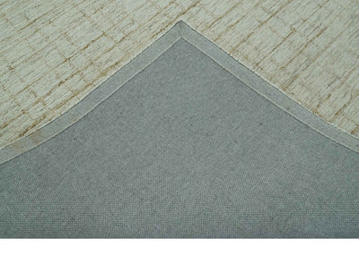 Modern Geometrical Ivory and Olive Hand Tufted 5x7.6 wool area rug - The Rug Decor