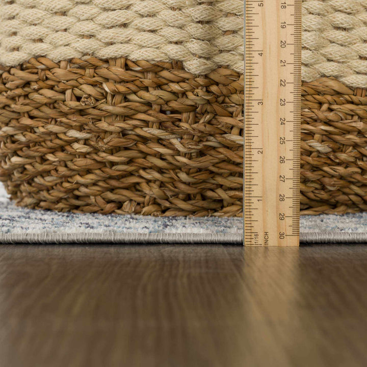 Modern Geometrical Ivory, and Teal Washable Area Rug - The Rug Decor