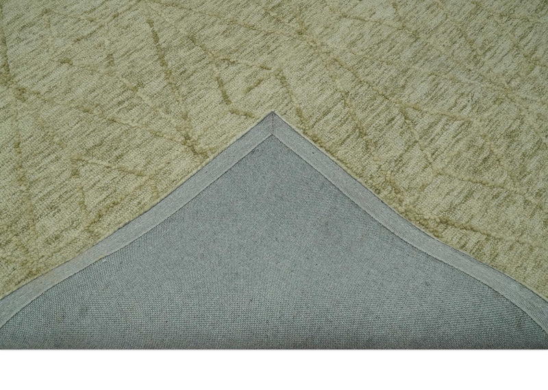 Modern Geometrical Ivory, Beige and Olive 5x8 Hand Tufted wool area rug - The Rug Decor