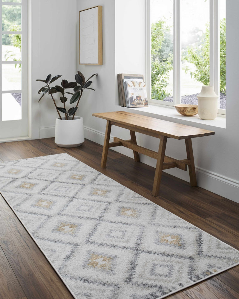 Modern Geometrical Ivory, Charcoal and Camel Southwestern area rug - The Rug Decor