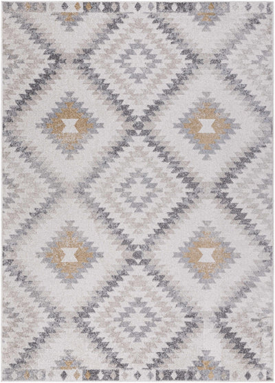 Modern Geometrical Ivory, Charcoal and Camel Southwestern area rug - The Rug Decor