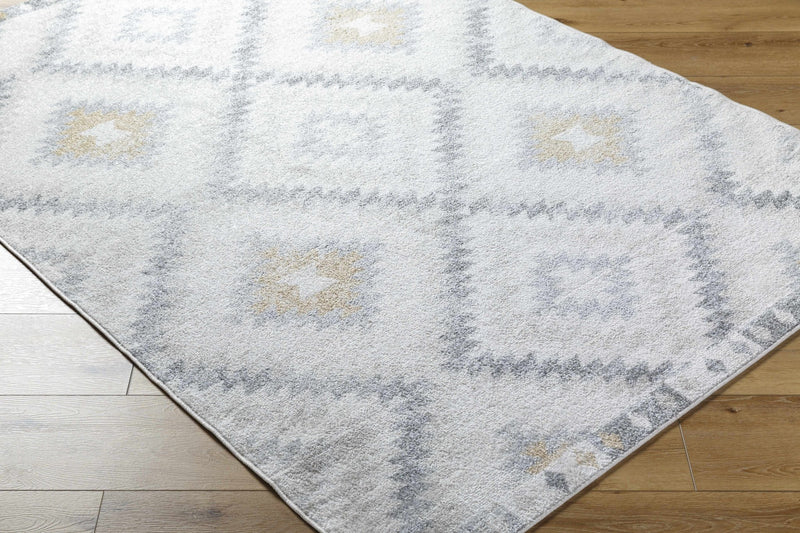 Modern Geometrical Ivory, Charcoal and Camel Southwestern area rug - The Rug Decor