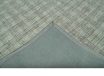 Modern Geometrical Ivory, Charcoal and Olive 5x7 Hand Tufted wool area rug - The Rug Decor