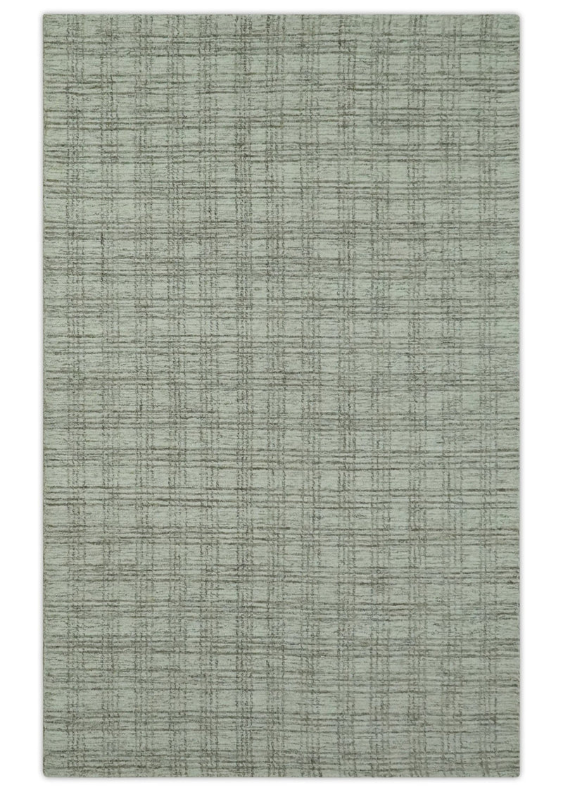 Modern Geometrical Ivory, Charcoal and Olive 5x7 Hand Tufted wool area rug - The Rug Decor