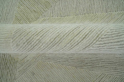 Modern Geometrical Ivory, Gray and Olive Stripes Textured Hand Tufted Custom Made rug - The Rug Decor