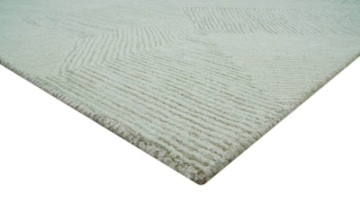 Modern Geometrical Ivory, Gray and Olive Stripes Textured Hand Tufted Custom Made rug - The Rug Decor