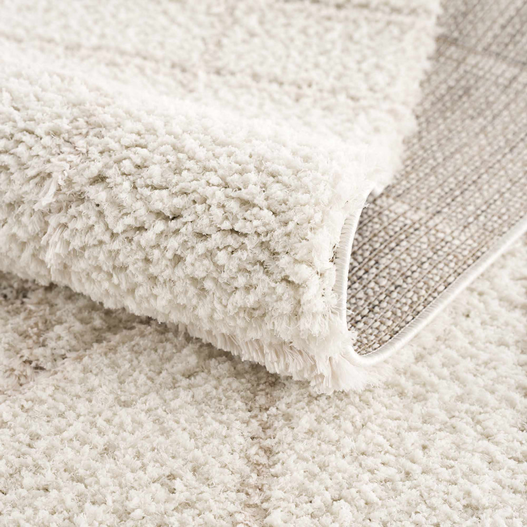 Modern Geometrical Ivory Plush Pile Moroccan Style Area rug - The Rug Decor