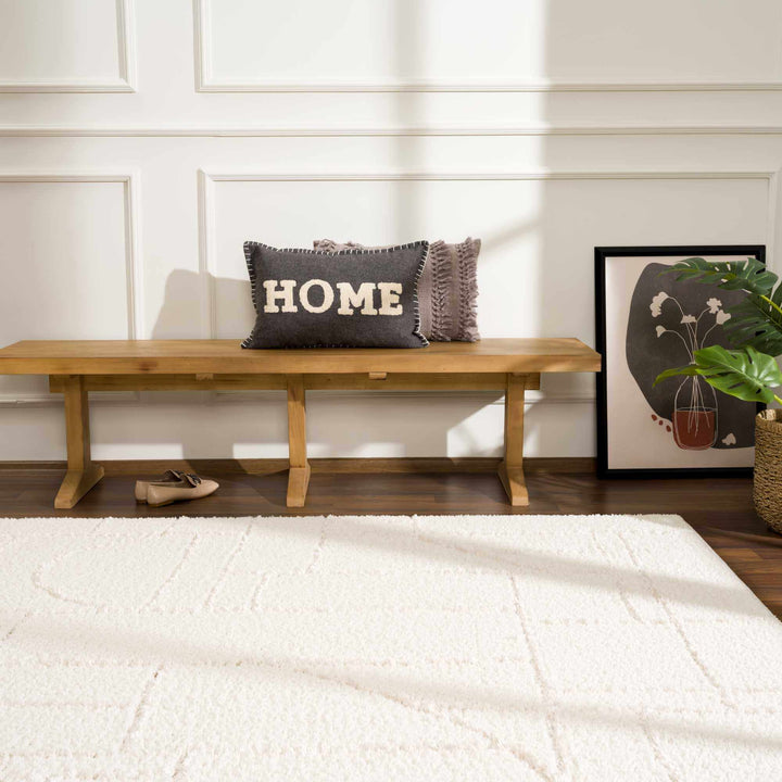 Modern Geometrical Ivory Plush Pile Moroccan Style Area rug - The Rug Decor