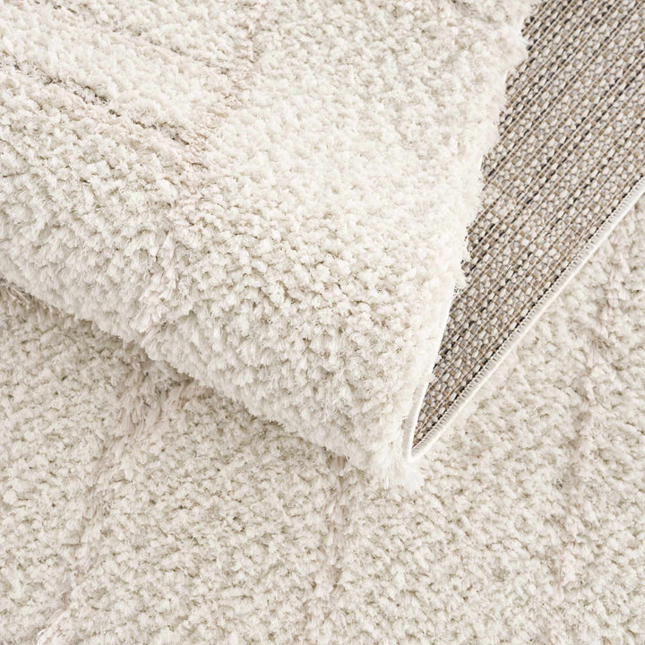 Modern Geometrical Ivory Plush Pile Moroccan Style Area rug - The Rug Decor