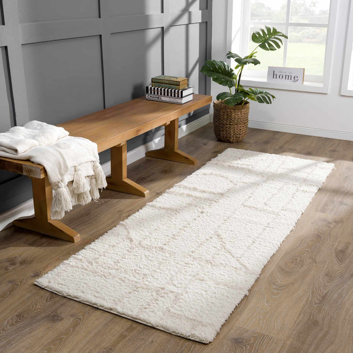 Modern Geometrical Ivory Plush Pile Moroccan Style Area rug - The Rug Decor