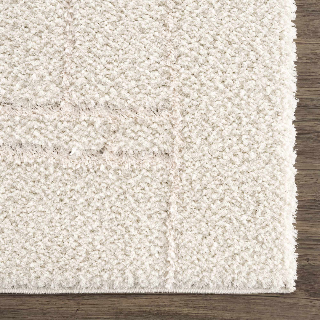 Modern Geometrical Ivory Plush Pile Moroccan Style Area rug - The Rug Decor