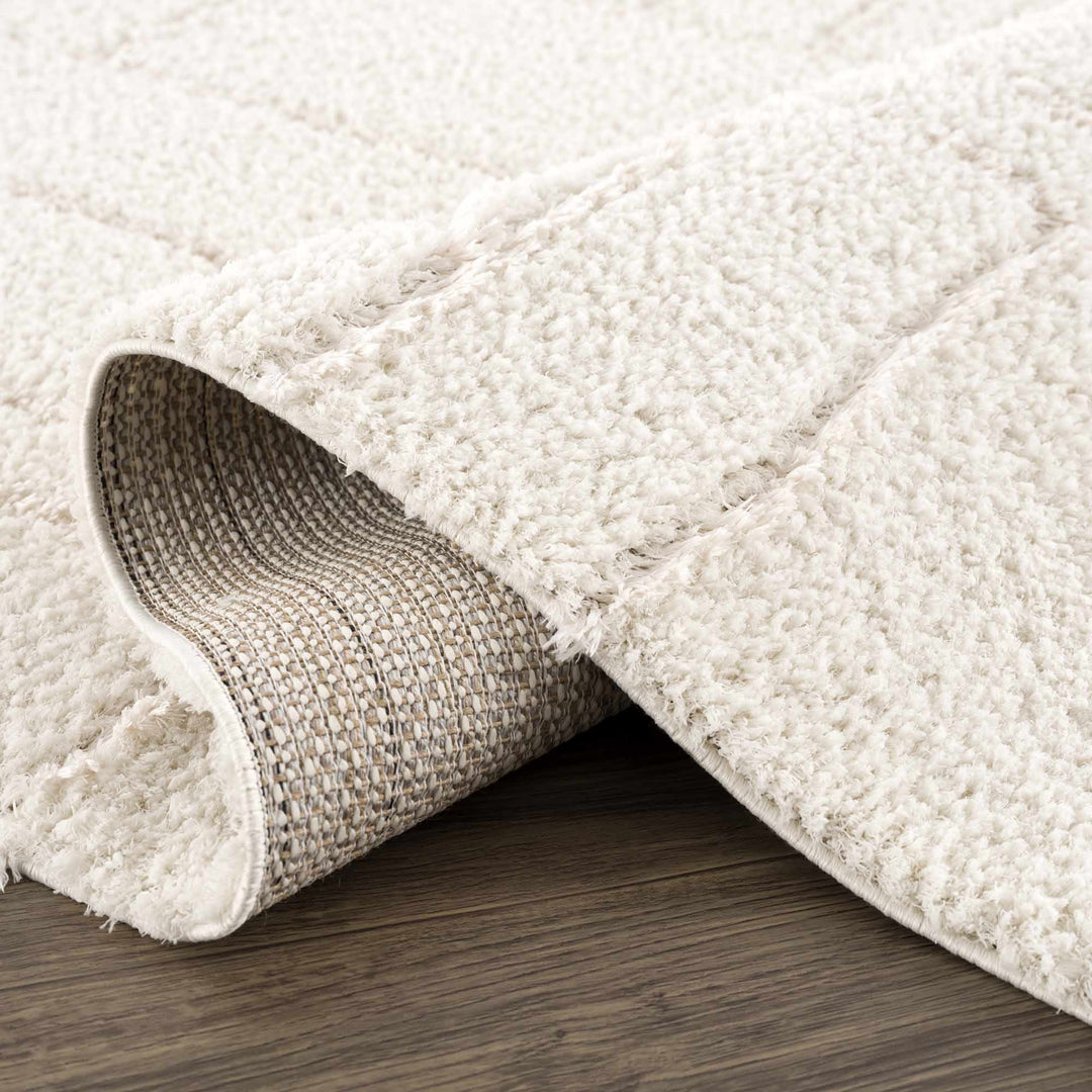 Modern Geometrical Ivory Plush Pile Moroccan Style Area rug - The Rug Decor