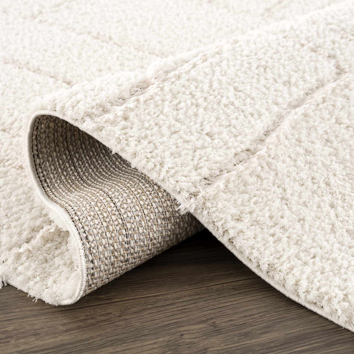 Modern Geometrical Ivory Plush Pile Moroccan Style Area rug - The Rug Decor