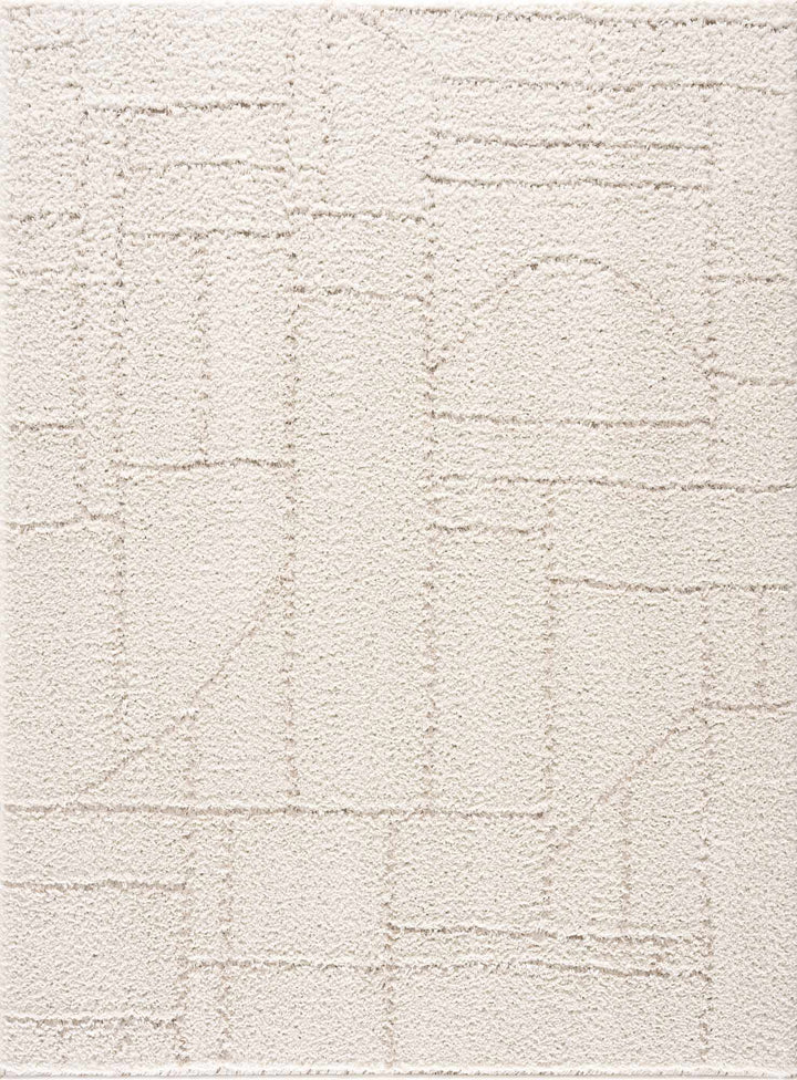 Modern Geometrical Ivory Plush Pile Moroccan Style Area rug - The Rug Decor