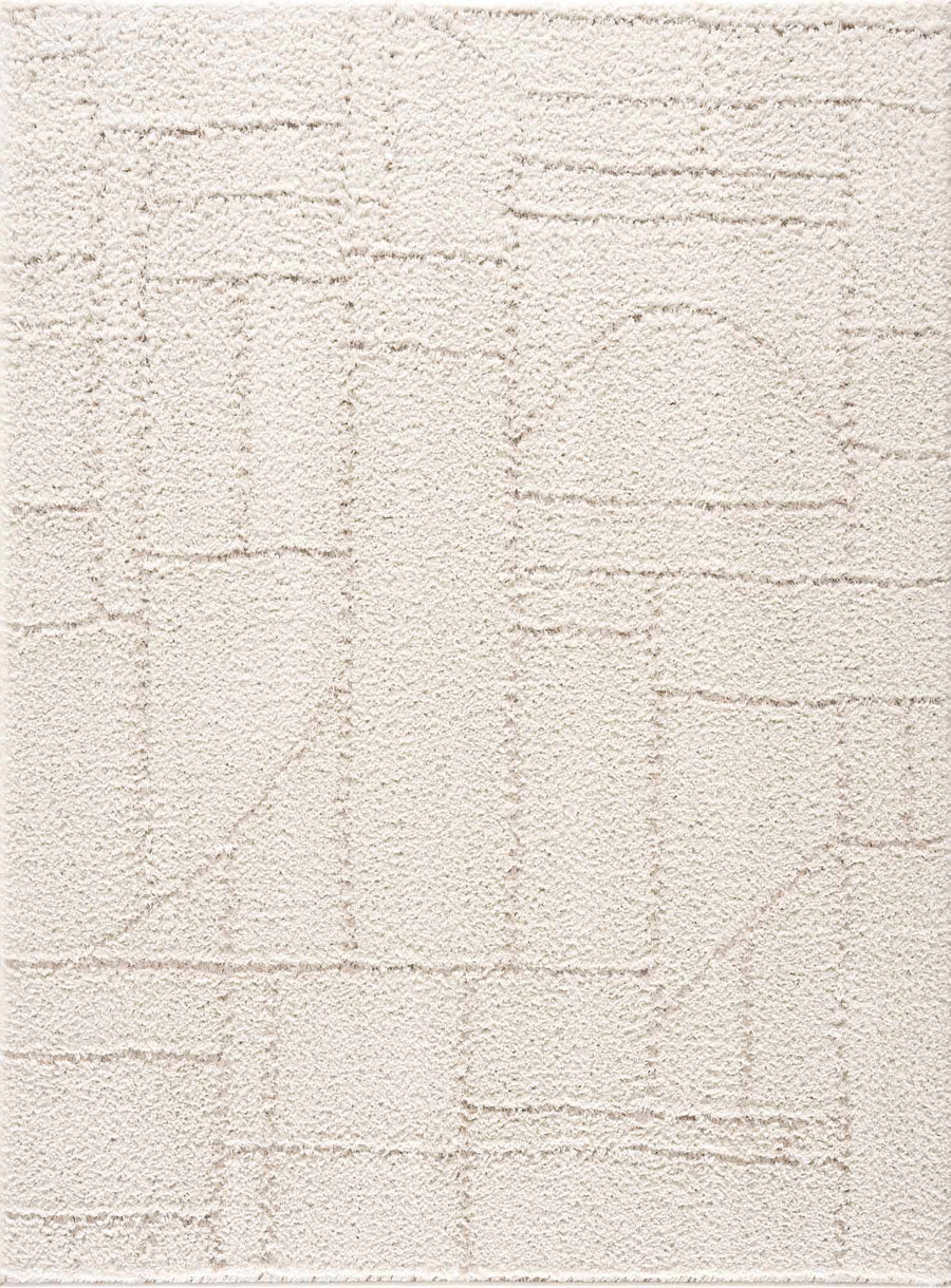 Modern Geometrical Ivory Plush Pile Moroccan Style Area rug - The Rug Decor