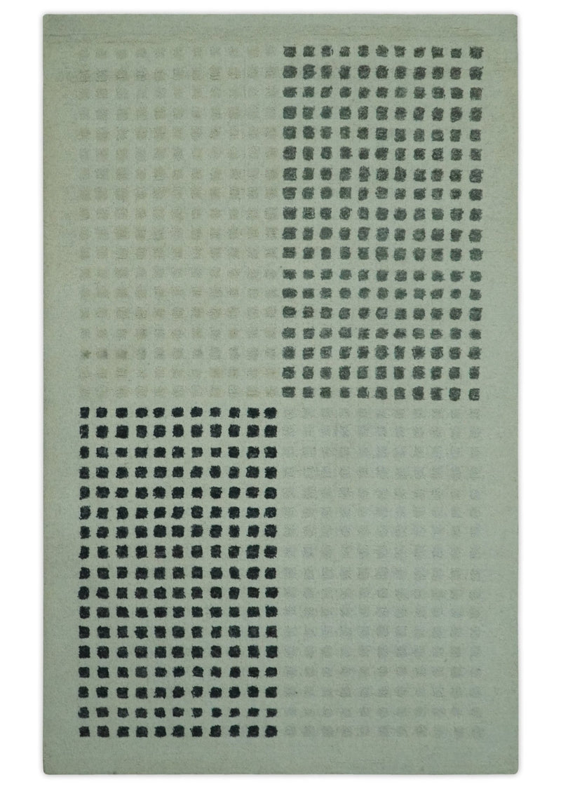 Modern Geometrical Ivory, Silver and Charcoal Hand Tufted 5x8 wool area rug - The Rug Decor