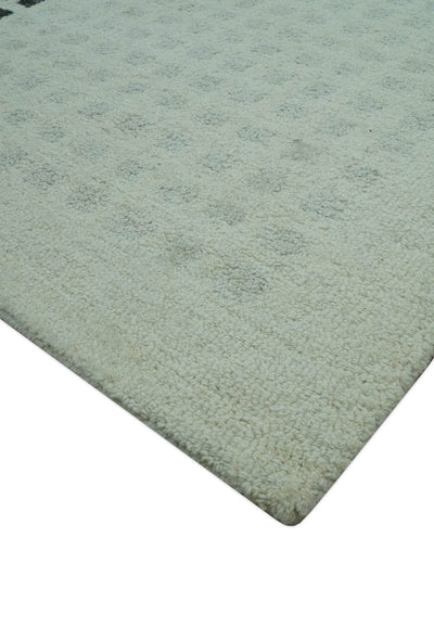 Modern Geometrical Ivory, Silver and Charcoal Hand Tufted 5x8 wool area rug - The Rug Decor