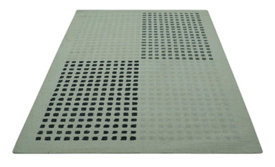 Modern Geometrical Ivory, Silver and Charcoal Hand Tufted 5x8 wool area rug - The Rug Decor