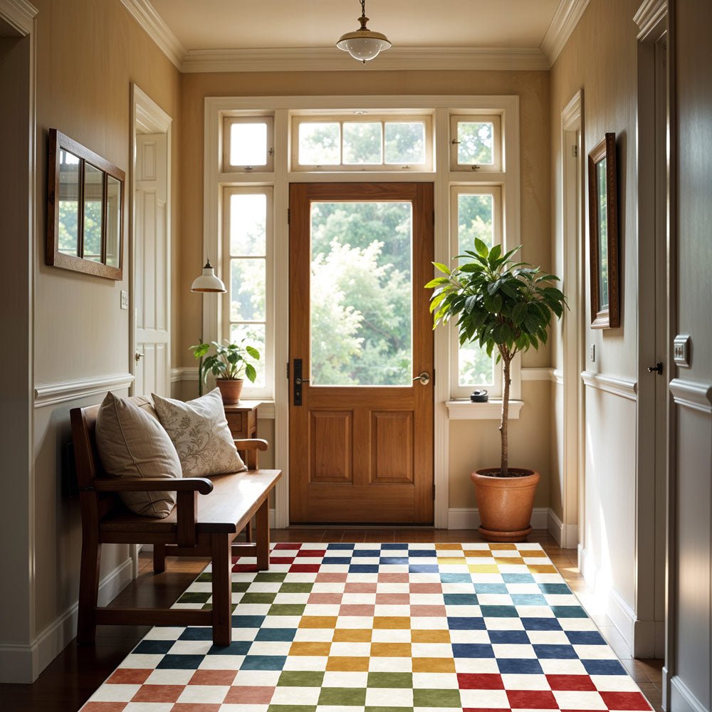 Modern Geometrical Multicolor Machine Washable Cotton Area Rug - The Rug Decor