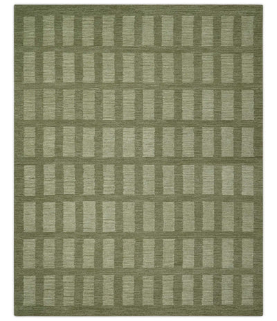 Modern Geometrical Olive and Ivory Textured Hand Tufted Multi size wool Rug - The Rug Decor