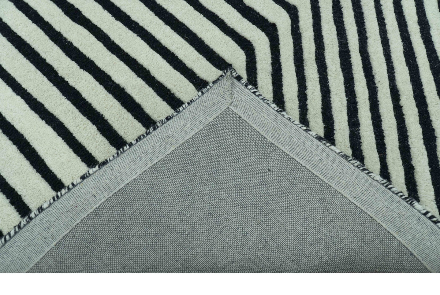 Modern Geometrical Pattern Black And White Hand Tufted Custom Made wool rug - The Rug Decor