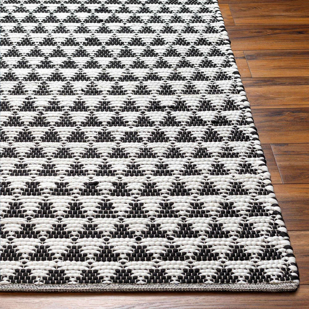Modern Geometrical Pattern Black Hand Woven Jute Rug - The Rug Decor