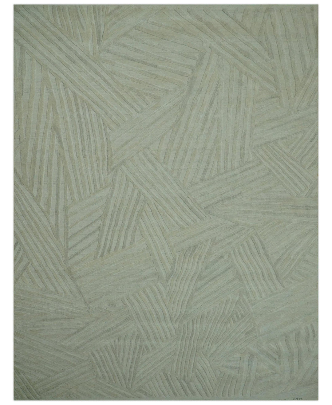 Modern Geometrical Pattern Silver Hand Knotted 10x13 Wool Area Rug - The Rug Decor