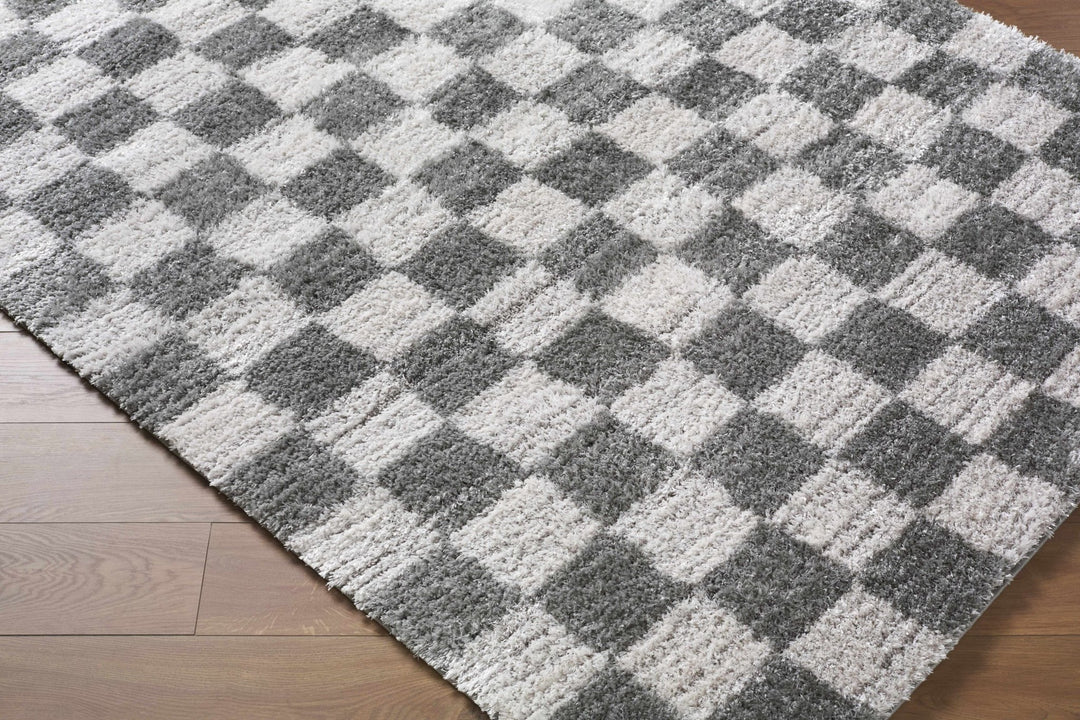 Modern Geometrical Pattern White And Charcoal Area Rug - The Rug Decor