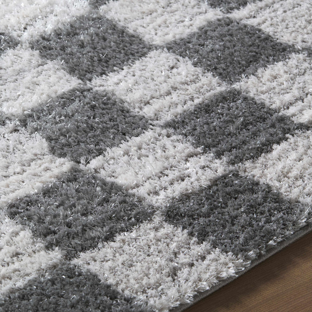 Modern Geometrical Pattern White And Charcoal Area Rug - The Rug Decor