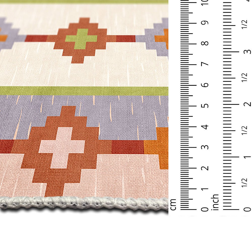 Modern Geometrical Peach Machine Washable Cotton Area Rug - The Rug Decor