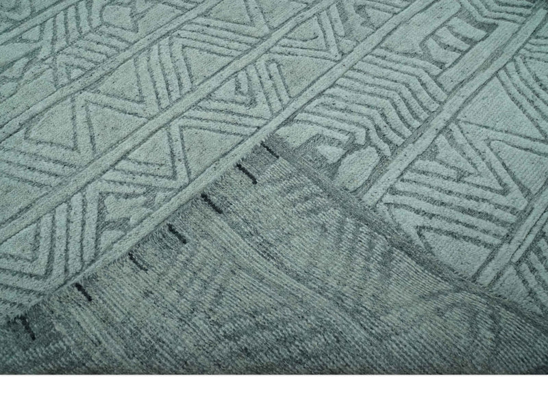 Modern Geometrical Silver and Gray Chevron Design Hand Carved wool Rug - The Rug Decor