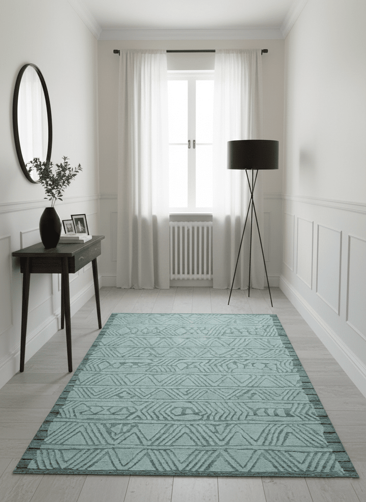 Modern Geometrical Silver and Gray Chevron Design Hand Carved wool Rug - The Rug Decor