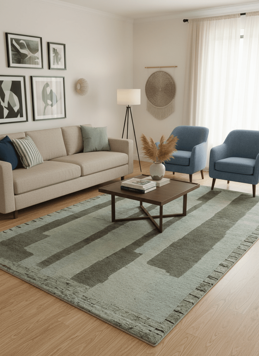 Modern Geometrical Silver, Ivory and Charcoal Hand Knotted 5x8 wool area Rug - The Rug Decor