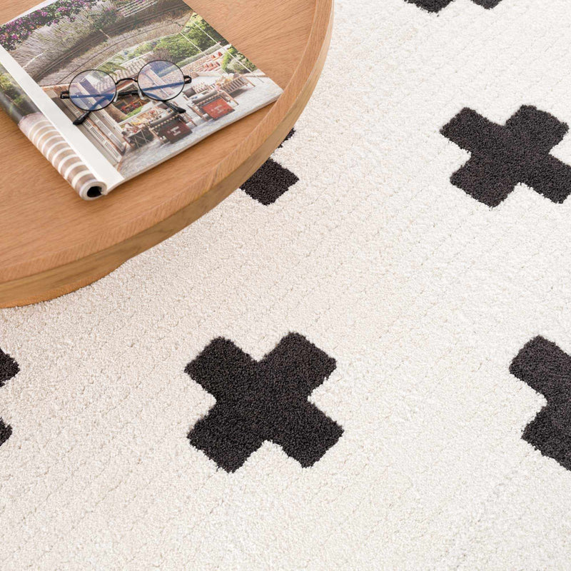 Modern Geometrical Stripes texture Ivory and Charcoal area rug - The Rug Decor