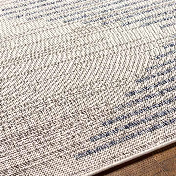 Modern Geometrical Style Blue And Ivory Area Rug - The Rug Decor