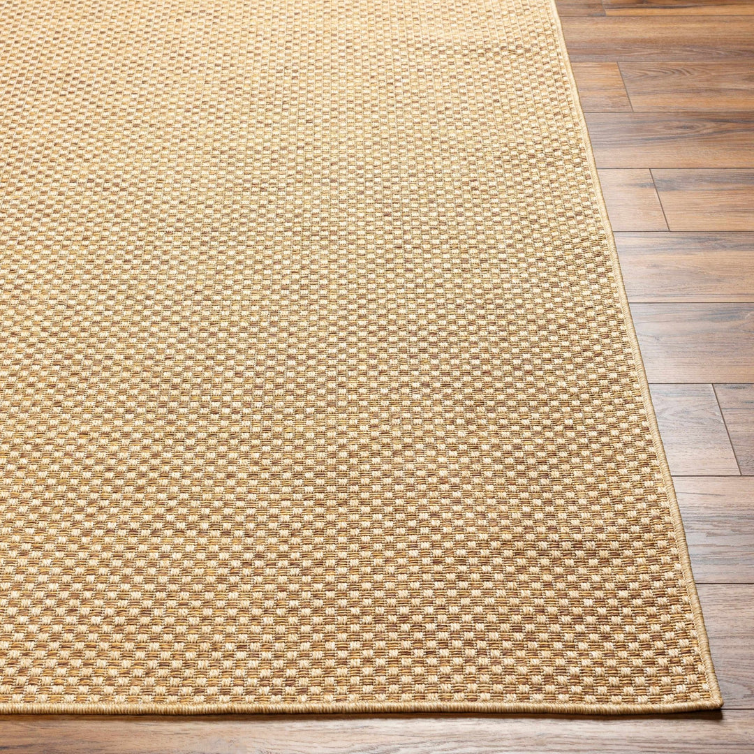 Modern Geometrical Tan and Natural Brown Outdoor safe jute area rug - The Rug Decor