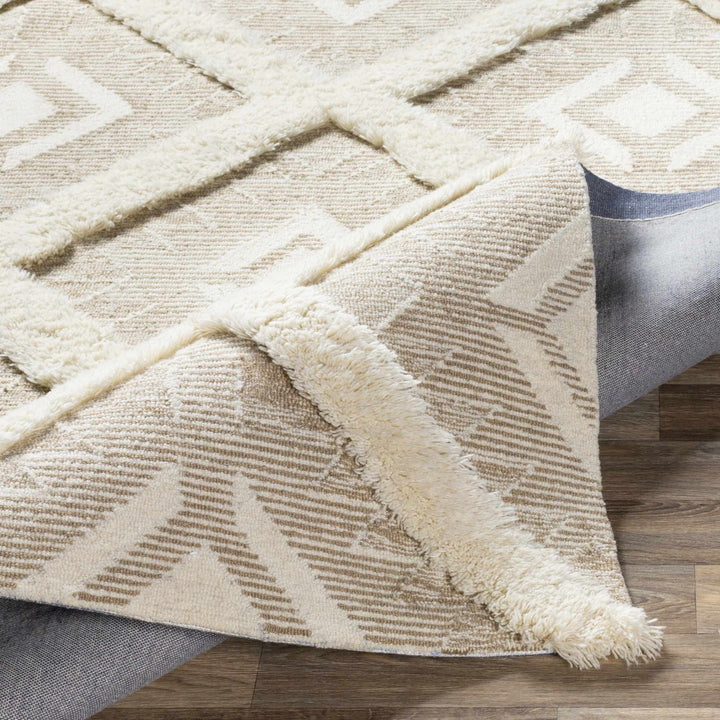 Modern Geometrical Texture Beige and Ivory Hand Tufted Wool Area Rug - The Rug Decor