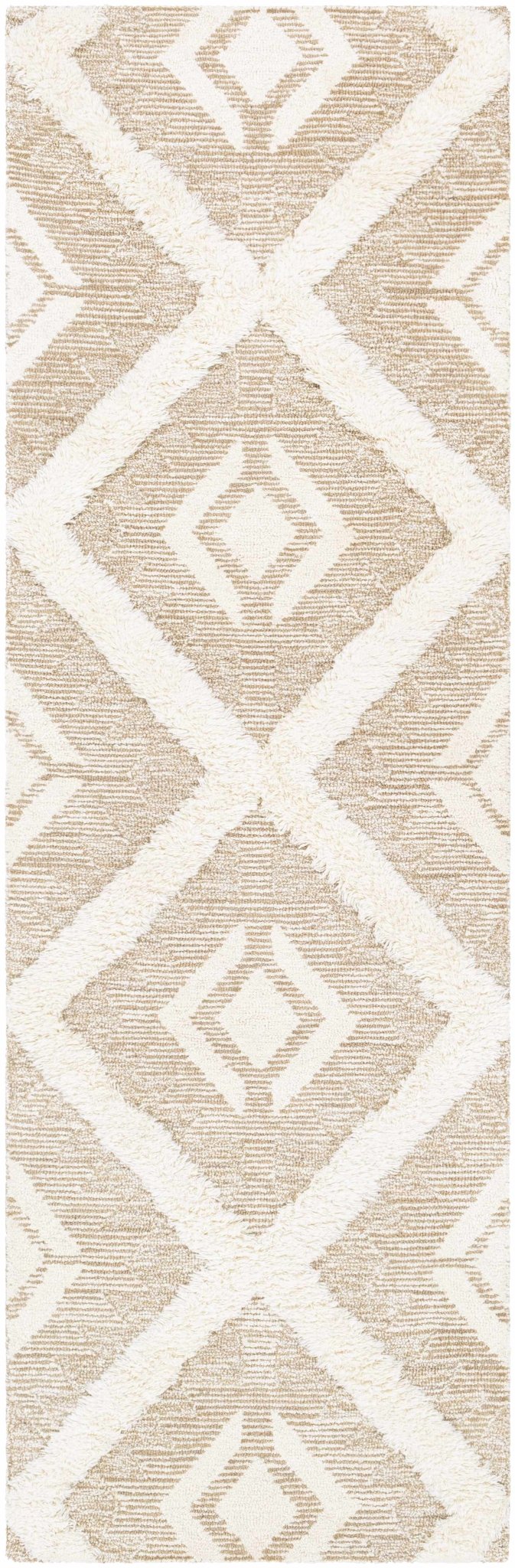 Modern Geometrical Texture Beige and Ivory Hand Tufted Wool Area Rug - The Rug Decor