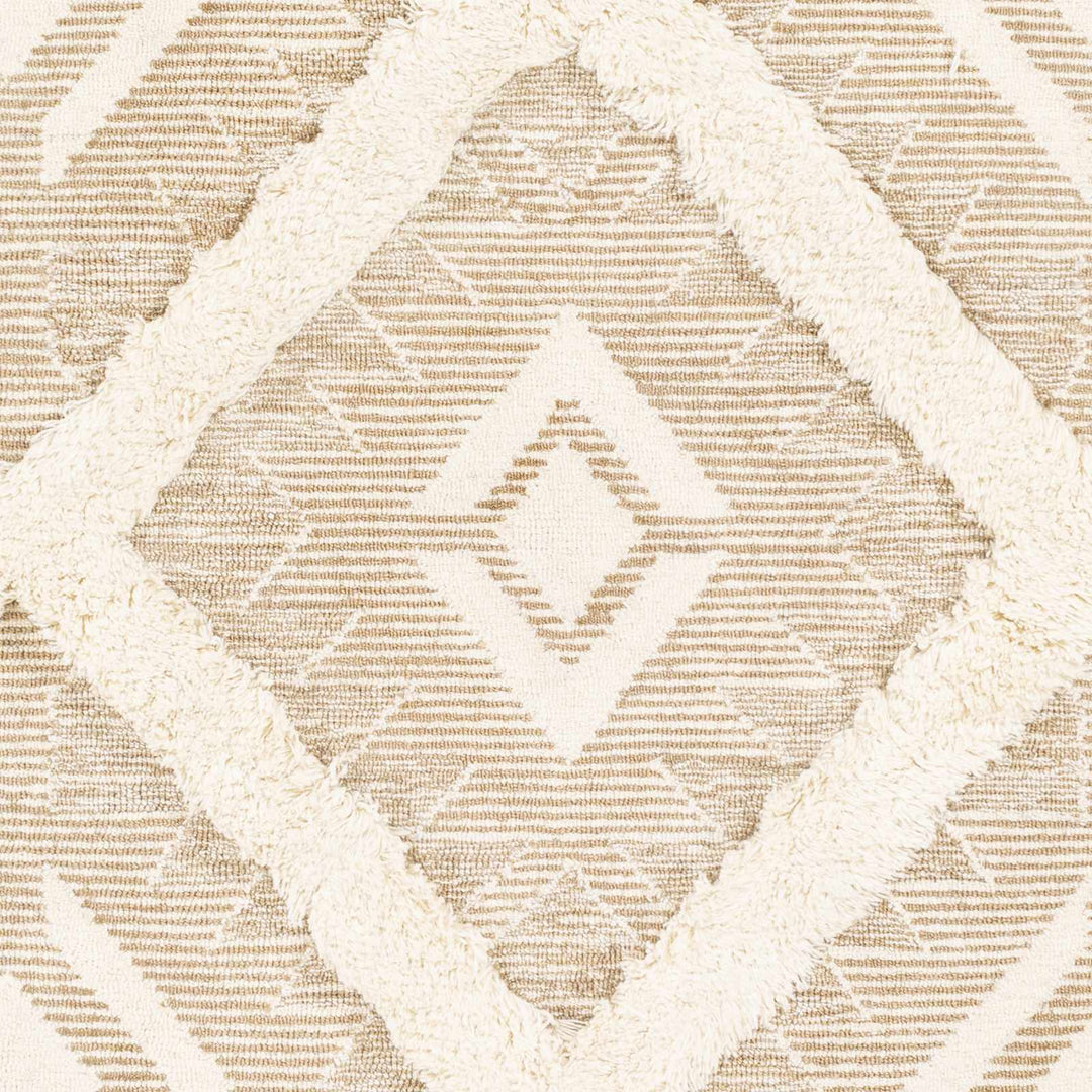 Modern Geometrical Texture Beige and Ivory Hand Tufted Wool Area Rug - The Rug Decor