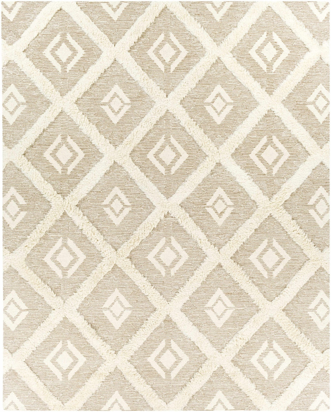 Modern Geometrical Texture Beige and Ivory Hand Tufted Wool Area Rug - The Rug Decor