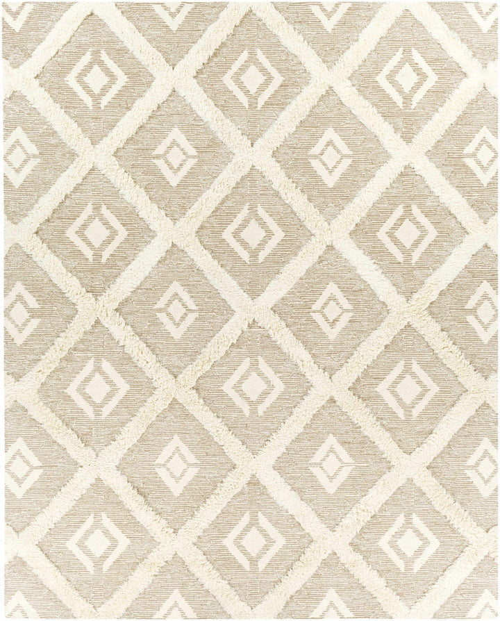 Modern Geometrical Texture Beige and Ivory Hand Tufted Wool Area Rug - The Rug Decor