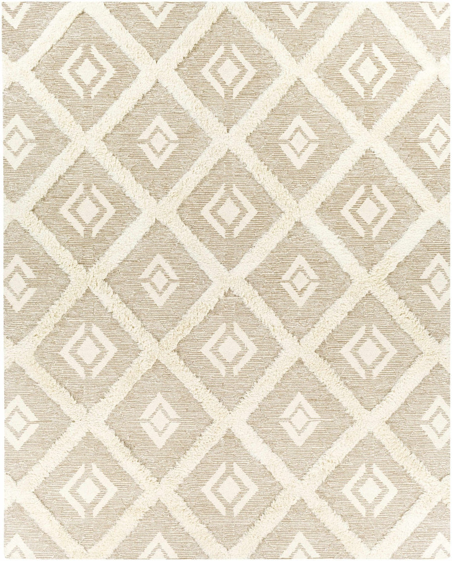 Modern Geometrical Texture Beige and Ivory Hand Tufted Wool Area Rug - The Rug Decor