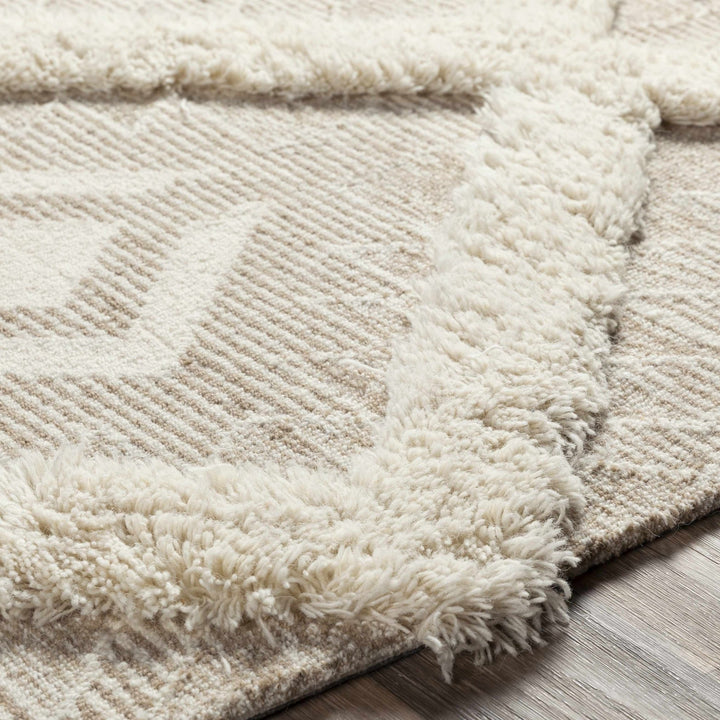 Modern Geometrical Texture Beige and Ivory Hand Tufted Wool Area Rug - The Rug Decor