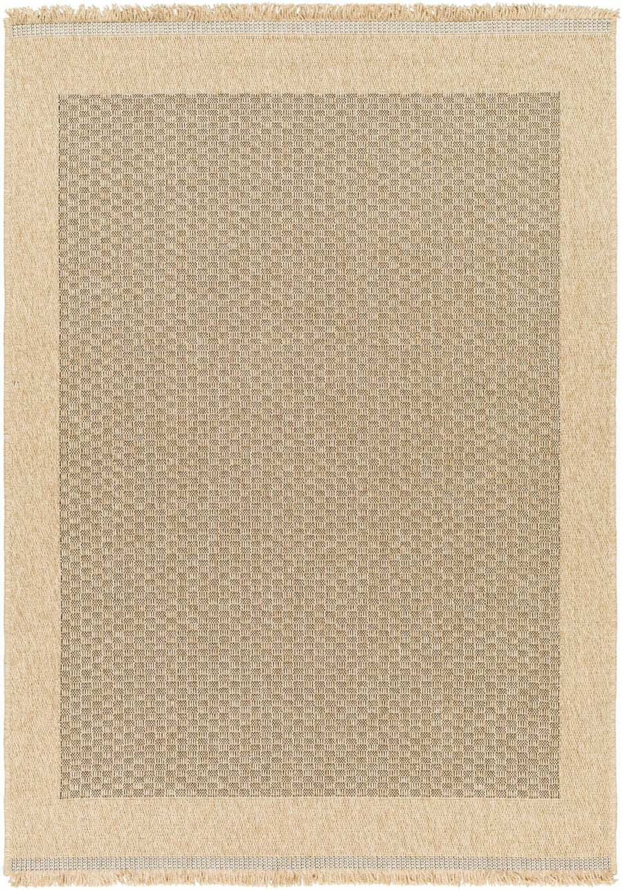 Modern Geometrical Texture Camel and Black Indoor & Outdoor Safe Area Rug - The Rug Decor