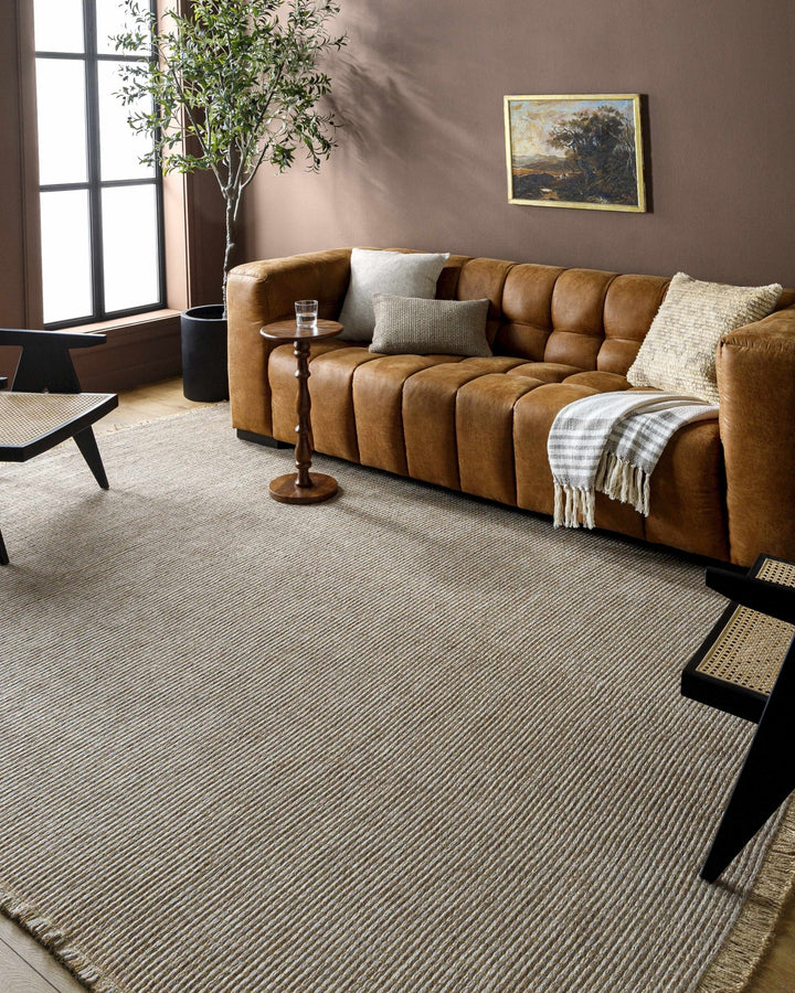 Modern Geometrical Texture Gray and Tan Multi Size Jute Area Rug - The Rug Decor