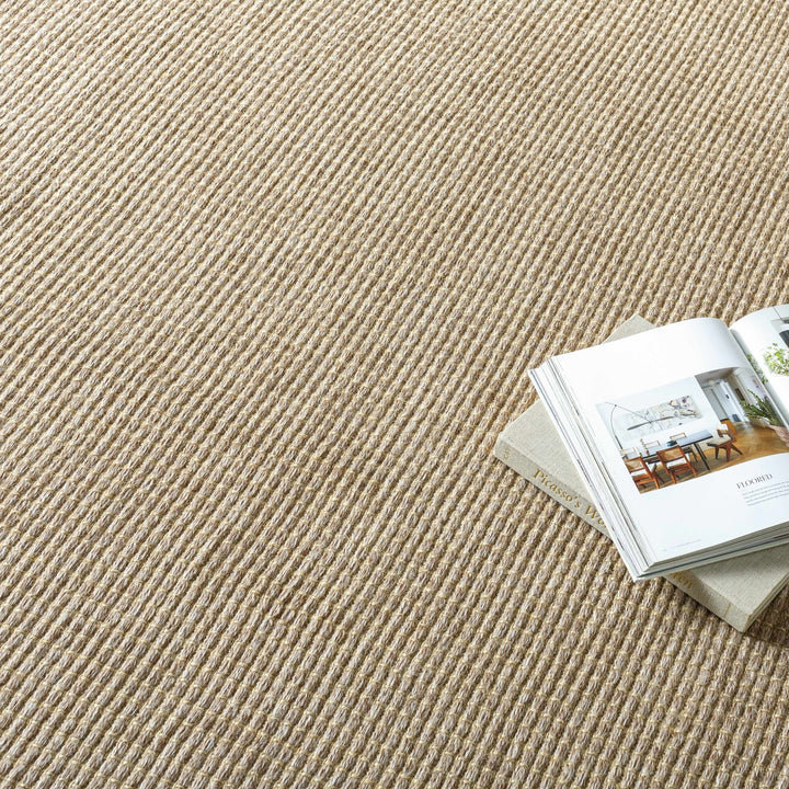 Modern Geometrical Texture Light Brown and Tan Multi Size Jute Area Rug - The Rug Decor